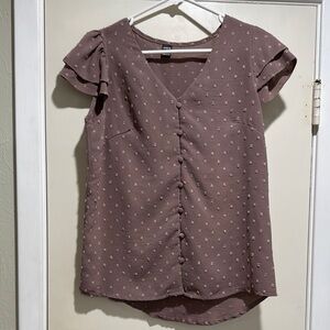 SHEIN Purple Cap Sleeve Buttoned Blouse